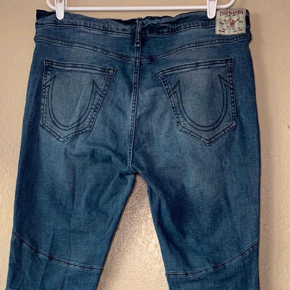 TRUE RELIGION Rocco Relaxed Skinny Biker Denim Jeans Size 38